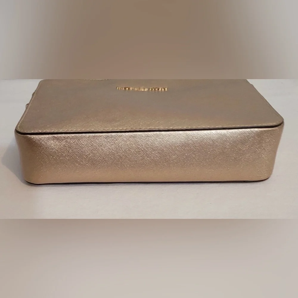 Michael Kors Jet Set Travel Metallic Gold Leather Crossbody Bag